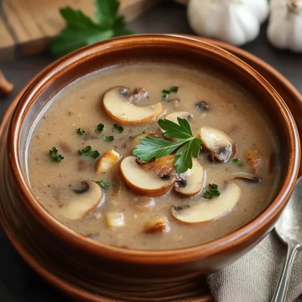 Herbstliche Esskastanien- bzw. Maronen-Champignon-Suppe mit Thymian