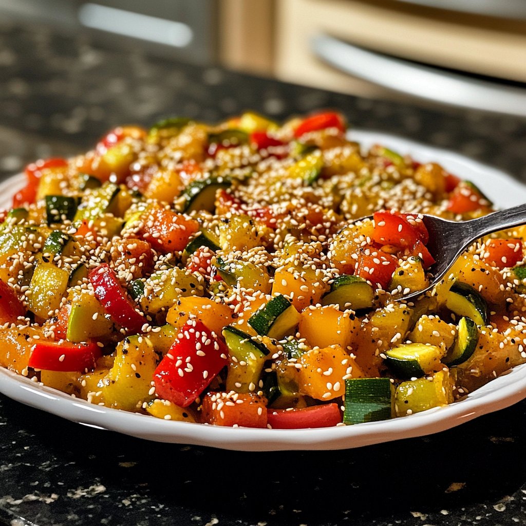 Gemüsepfanne mit Sesam