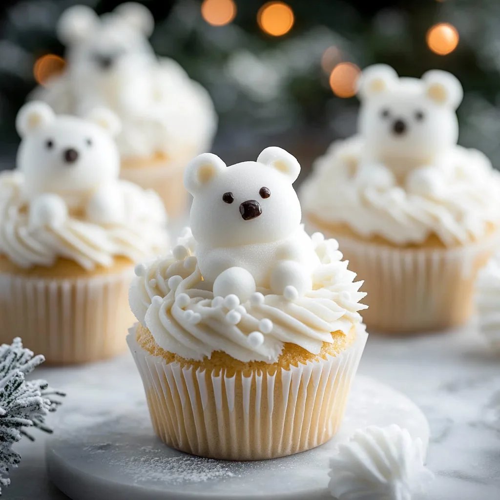 Christmas Polar White Bear Cupcakes
