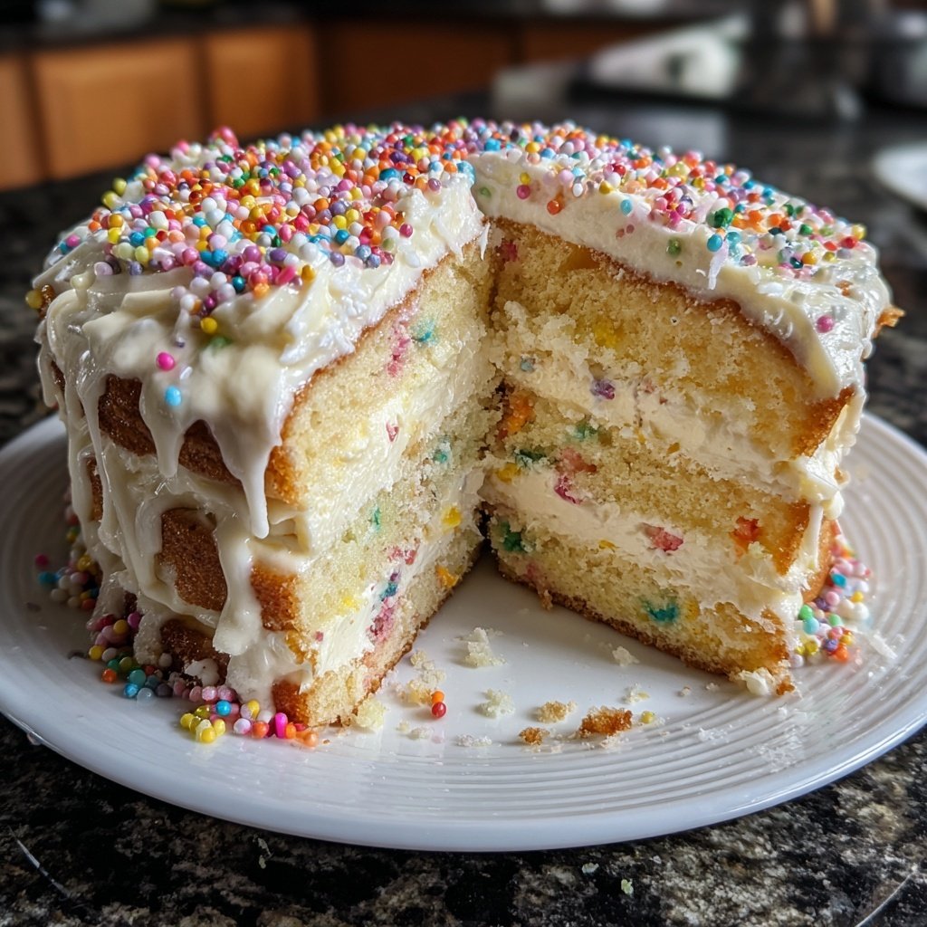 Geburtstagskuchen mit Vanillecreme