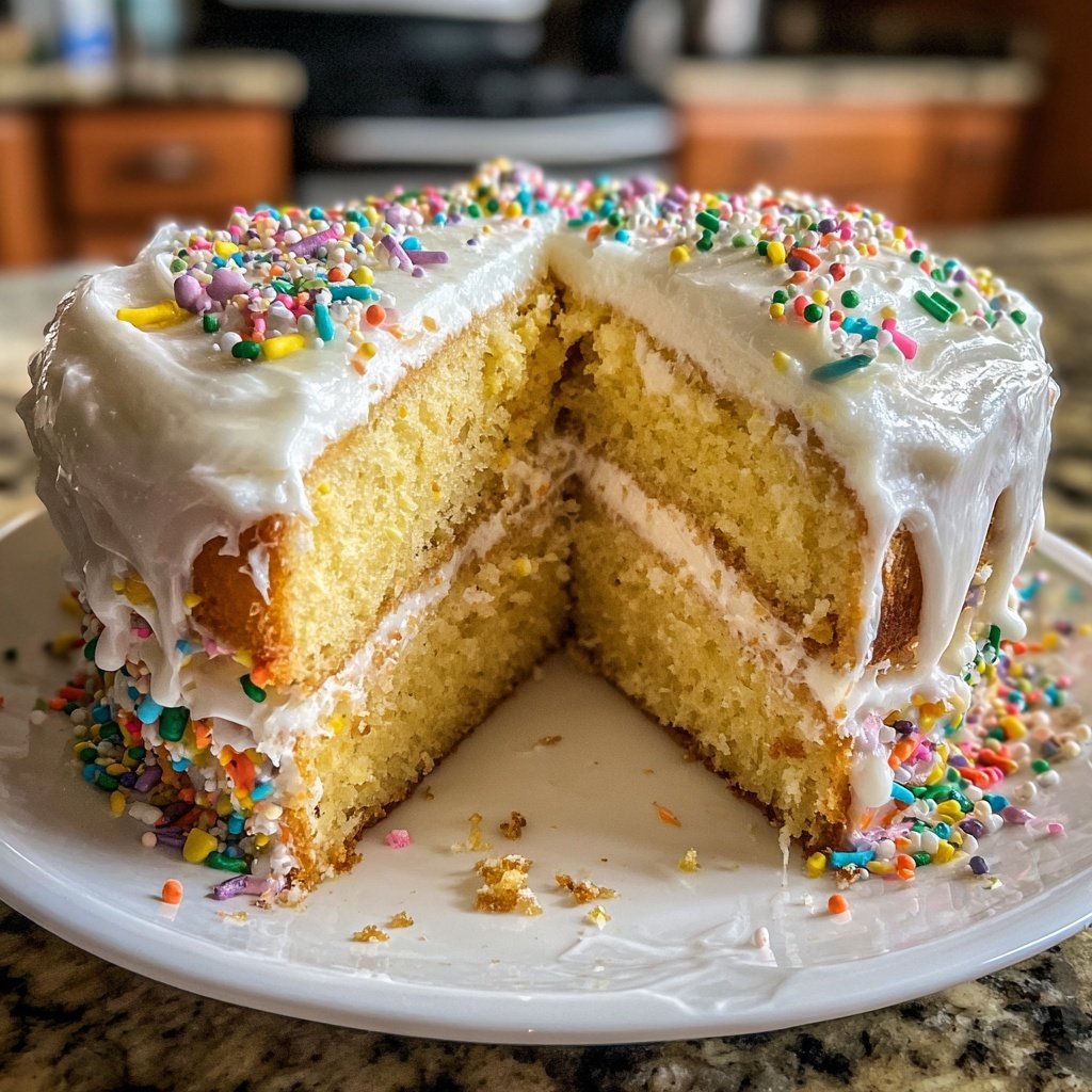 Geburtstagskuchen mit Vanillecreme